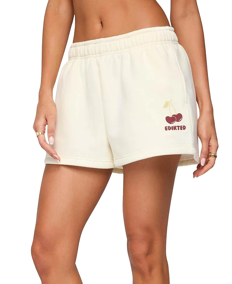 Edikted Cherry Babe Sweat Shorts