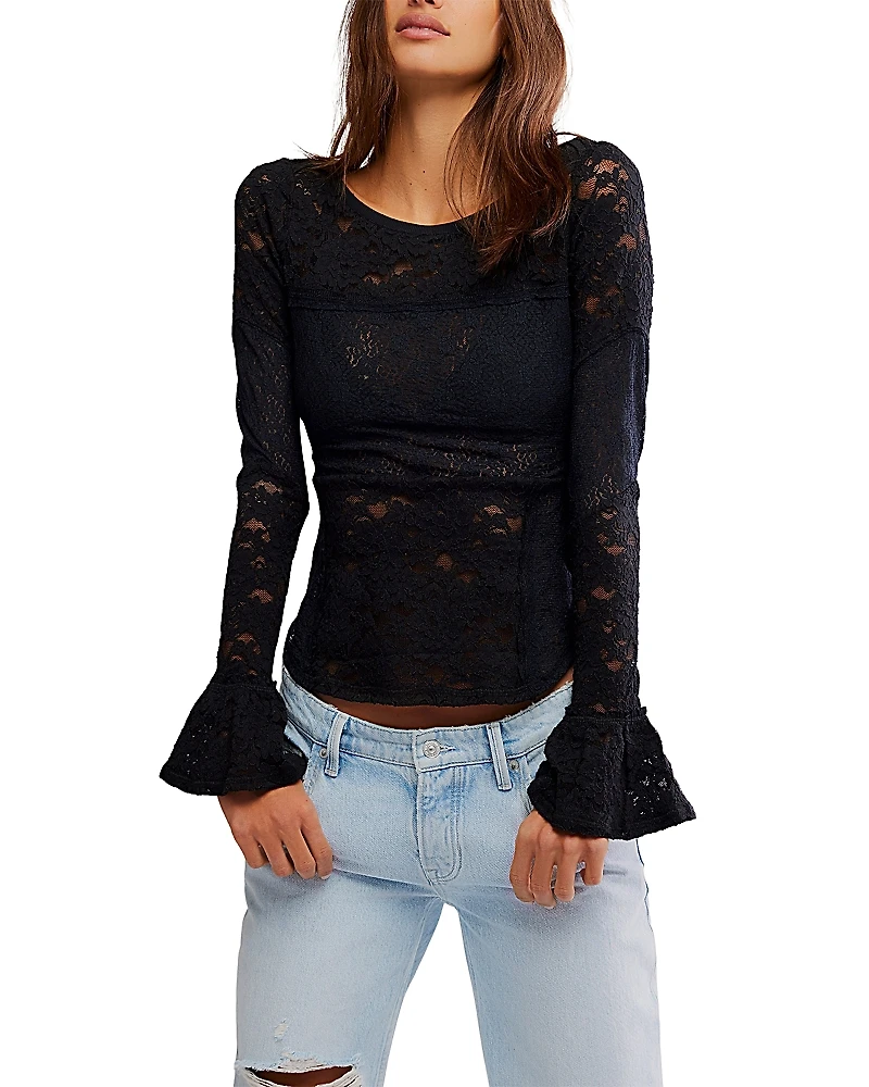 Free People Lace Layering Long Sleeve Top