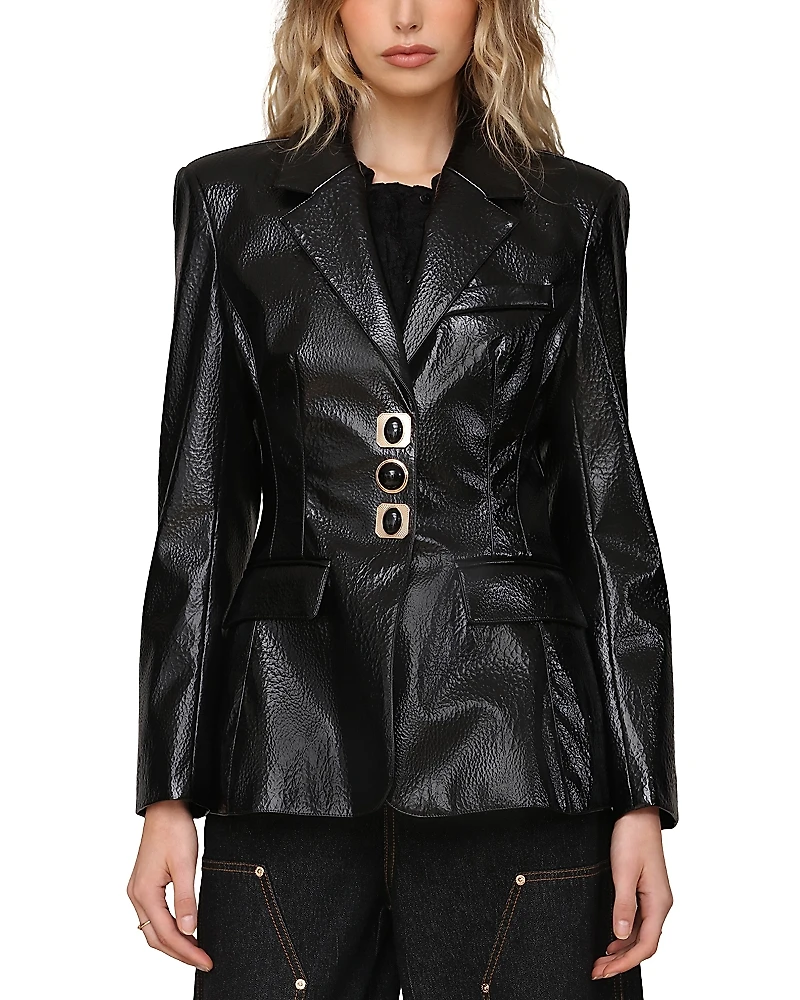 Avec Les Filles Sb Hourglass Faux Leather Blazer