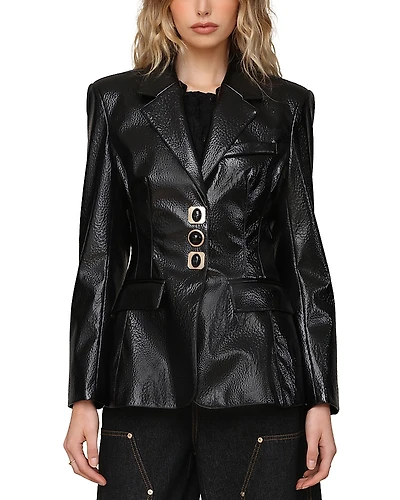 Avec Les Filles Sb Hourglass Faux Leather Blazer
