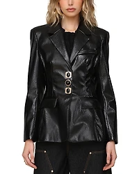 Avec Les Filles Sb Hourglass Faux Leather Blazer