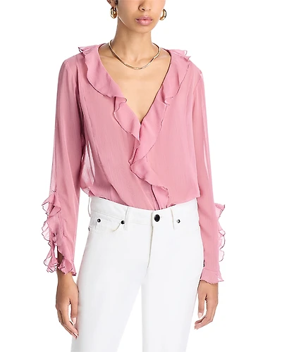 Lucy Paris V Neck Ruffle Top