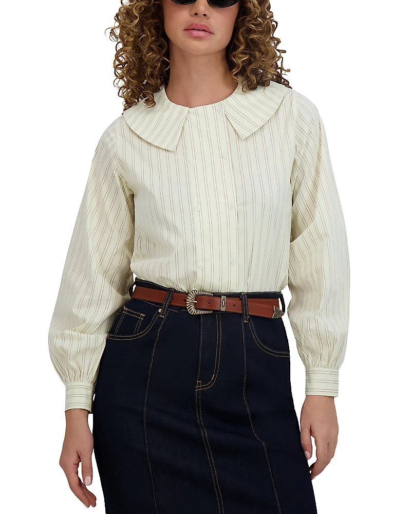 Point Double Breasted Button Up Blouse