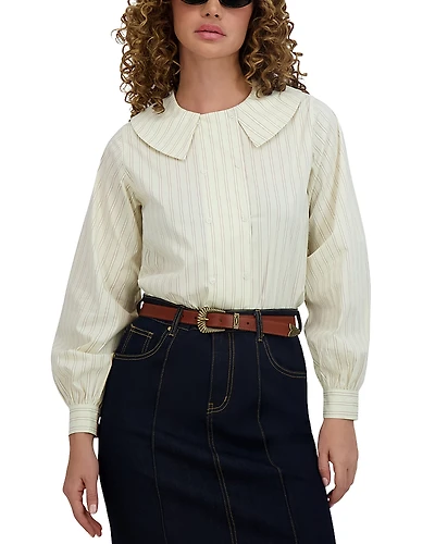 Point Double Breasted Button Up Blouse