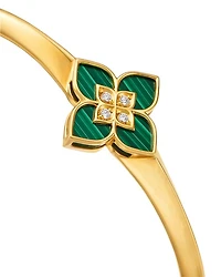 18K Yellow Gold Diamond & Malachite Venetian Princess Bangle Bracelet