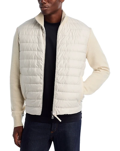 Moncler Padded Wool & Cashmere Zip-Up Cardigan