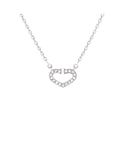 Pre-Owned Cartier C Heart de Cartier Pendant Necklace 18K White Gold with Pave Diamonds