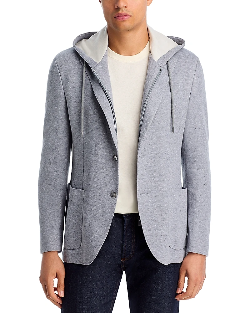 Vince Double Face Jersey Removable Hood Slim Fit Sport Coat