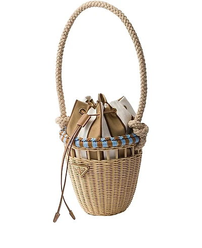 Prada Mini Wicker Bucket Bag