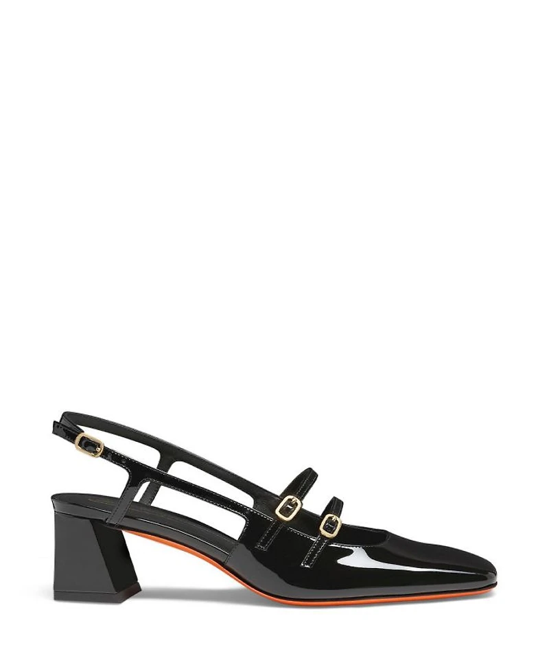 Women's Patent Leather Mid-Heel Slingback