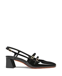 Women's Patent Leather Mid-Heel Slingback