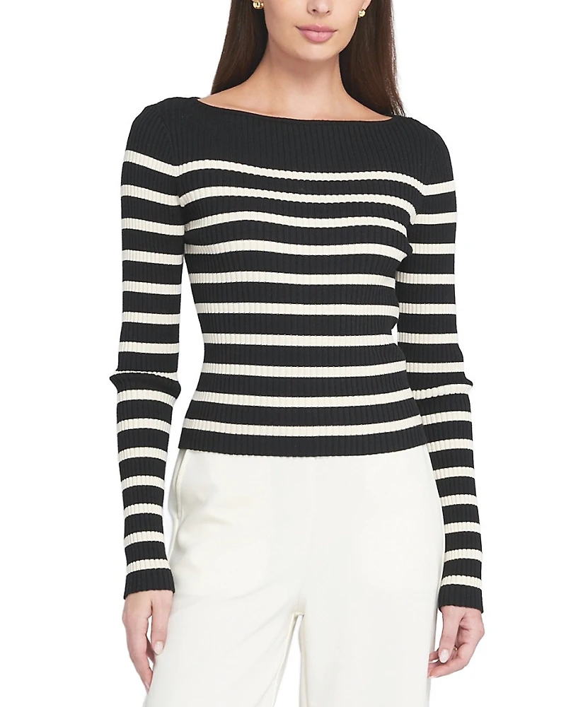 Elle Collection Fine Gauge Light Weight Striped Sweater