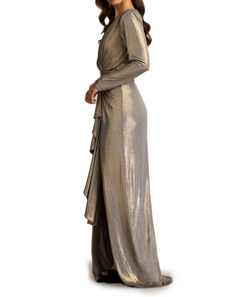 Pomona Metallic Waterfall Flounce Gown