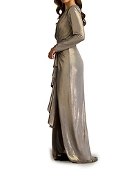 Pomona Metallic Waterfall Flounce Gown