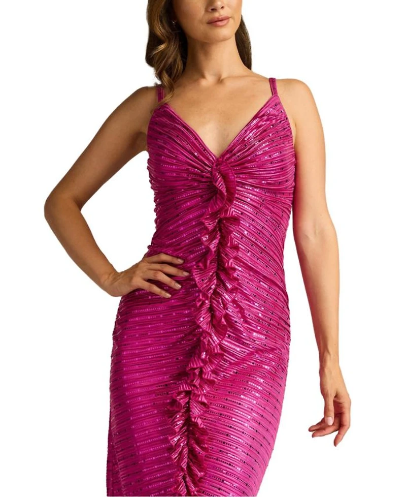 Abby Sequin Ruffle Midi Dress