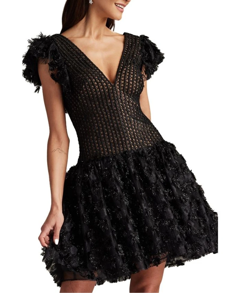 Minx Flower Embellished Mini Dress