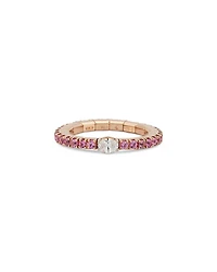 18K Rose Gold Extensible by Demeglio Diamond Oval & Pink Sapphire Stretch Band