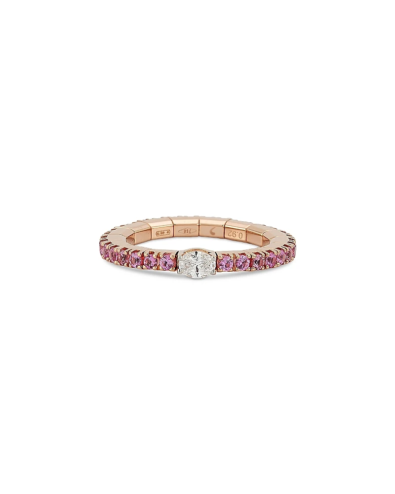 Roberto Demeglio 18K Rose Gold Extensible by Demeglio Diamond Oval & Pink Sapphire Stretch Band