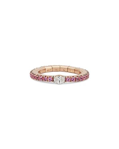 Roberto Demeglio 18K Rose Gold Extensible by Demeglio Diamond Oval & Pink Sapphire Stretch Band