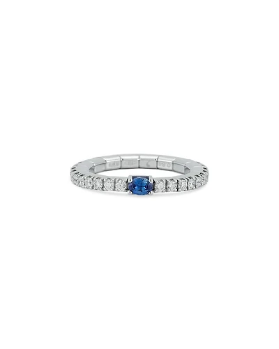 18K White Gold Extensible by Demeglio Blue Sapphire & Diamond Stretch Band