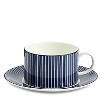 Wedgwood Gio Teacup & Saucer Set, Pinstripe Blue