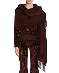 Etro Wool Paisley Fringe Trim Hooded Scarf