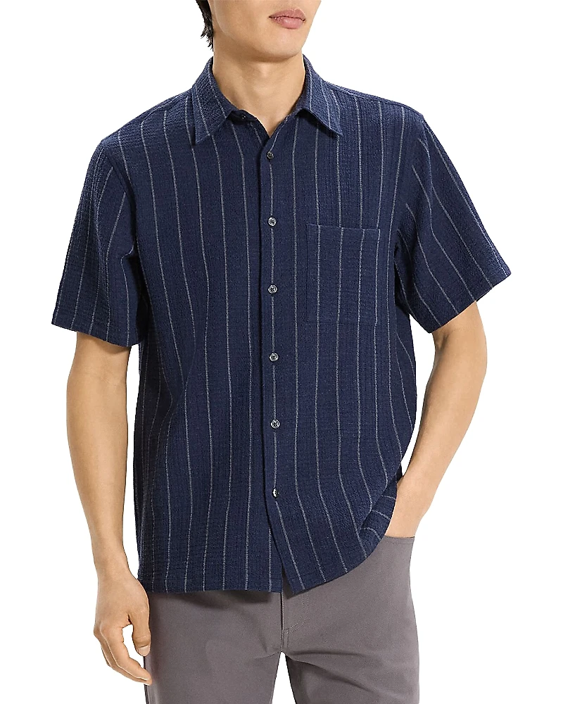 Theory Noll Striped Short Sleeve Shirt