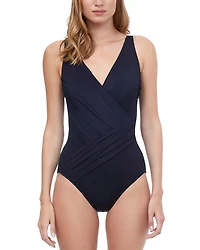 Draped Surplice One Piece Swimsuit