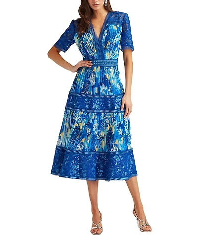 Tadashi Shoji Elu Floral Print Midi Dress