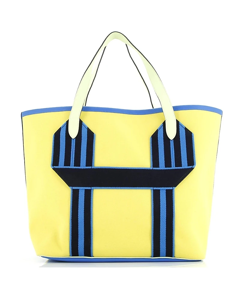 Pre-Owned HERMES Pursangle Tote Canvas with Leather