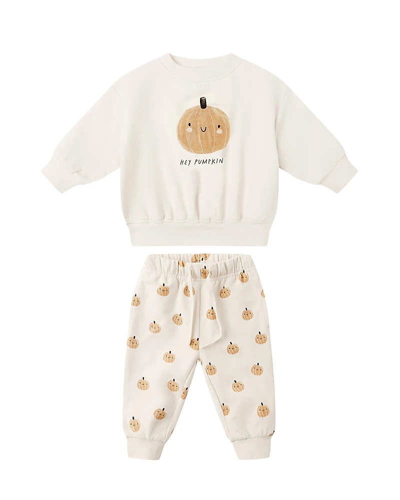 Quincy Mae Boys' Relaxed Fit Pumpkin Fleece Sweatshirt & Pants - Baby