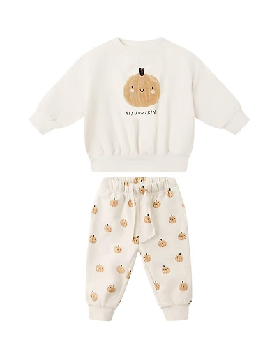 Quincy Mae Boys' Relaxed Fit Pumpkin Fleece Sweatshirt & Pants - Baby