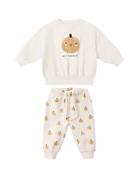 Quincy Mae Boys' Relaxed Fit Pumpkin Fleece Sweatshirt & Pants - Baby