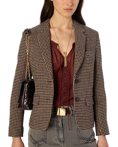 Gerard Darel Nathane Wool Houndstooth Blazer