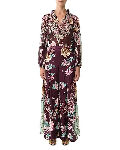 Camilla Silk Floral Lace Up Pants