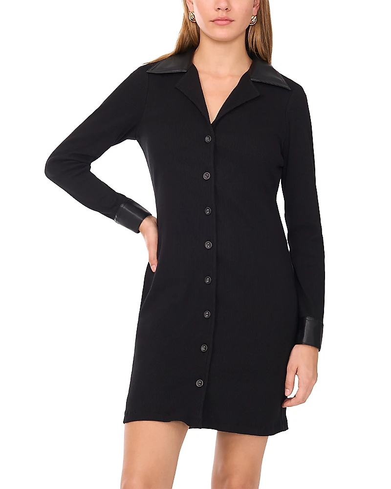 1.state Faux Leather Trim Mini Dress
