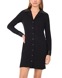 1.state Faux Leather Trim Mini Dress