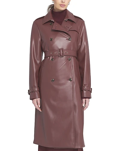 Elle Collection Faux Leather Trench Coat