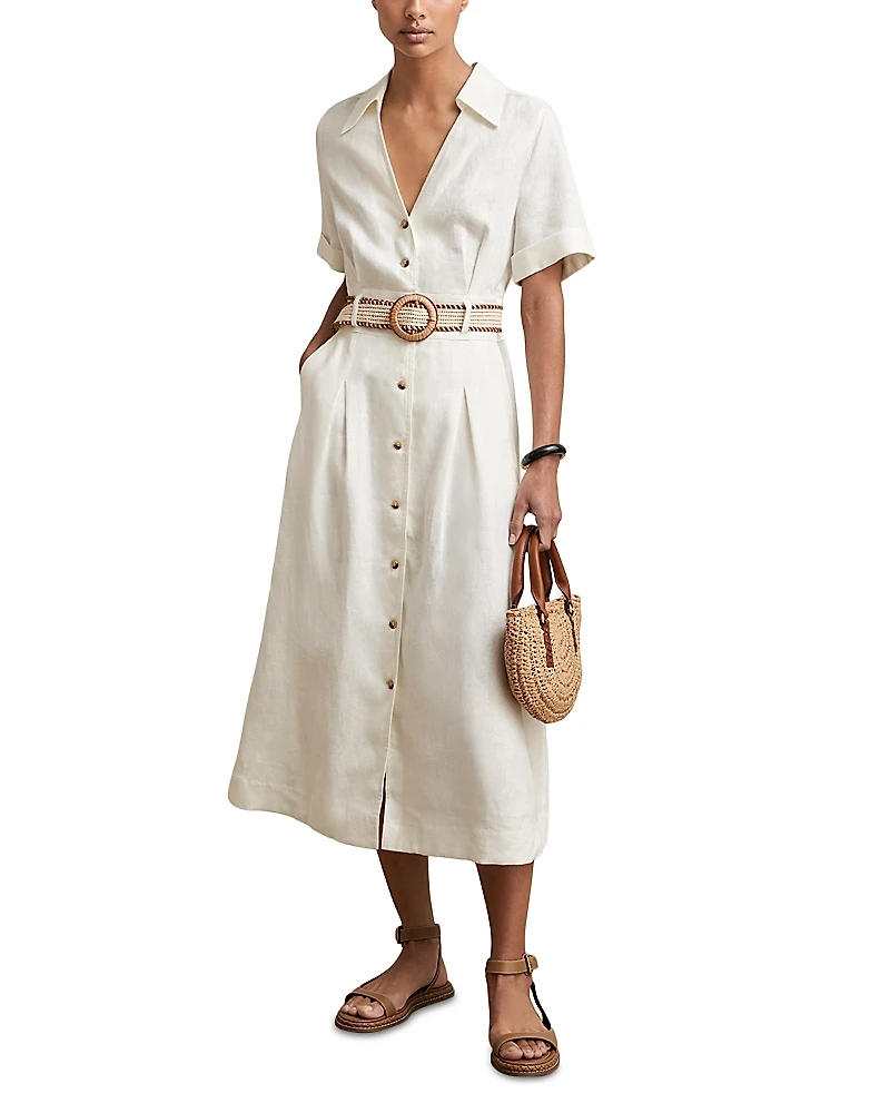 Reiss Belted Linen Dress