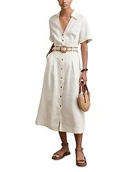 Reiss Belted Linen Dress