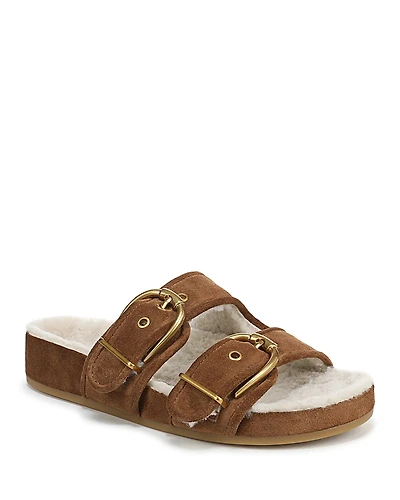 Veronica Beard Women's Prue Shearling Buckled Sandals