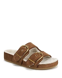 Veronica Beard Women's Prue Shearling Buckled Sandals