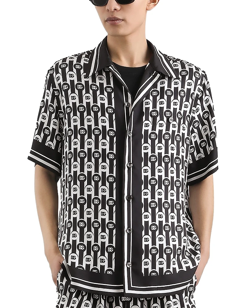Dolce & Gabbana Short Sleeve Printed Silk Shirt