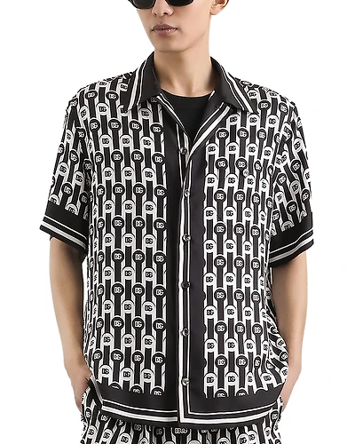Dolce & Gabbana Short Sleeve Printed Silk Shirt
