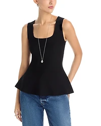 T Tahari Square Neck Peplum Top