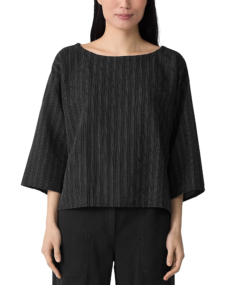 Eileen Fisher Bateau Neck Three-Quarter Length Top