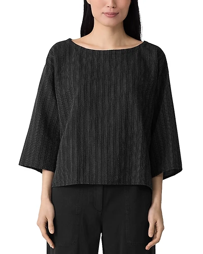 Eileen Fisher Bateau Neck Three-Quarter Length Top