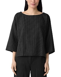 Eileen Fisher Bateau Neck Three-Quarter Length Top