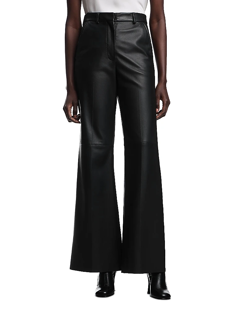 Emporio Armani Leather Flare Leg Pants