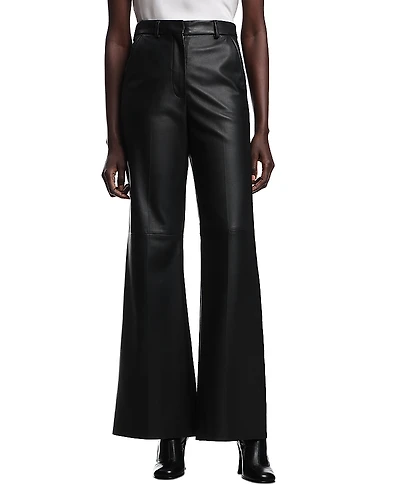 Emporio Armani Leather Flare Leg Pants
